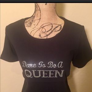 Women's Black Short Sleeve DTBAQ Rhinestone sz L